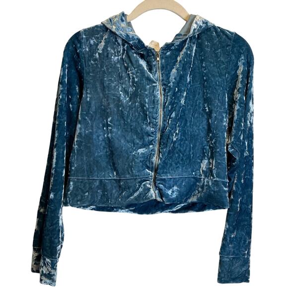 Velour zip up jacket | Blue | Kids Large 10/12 | Velvet | Y2k | Millenium | - Picture 1 of 3